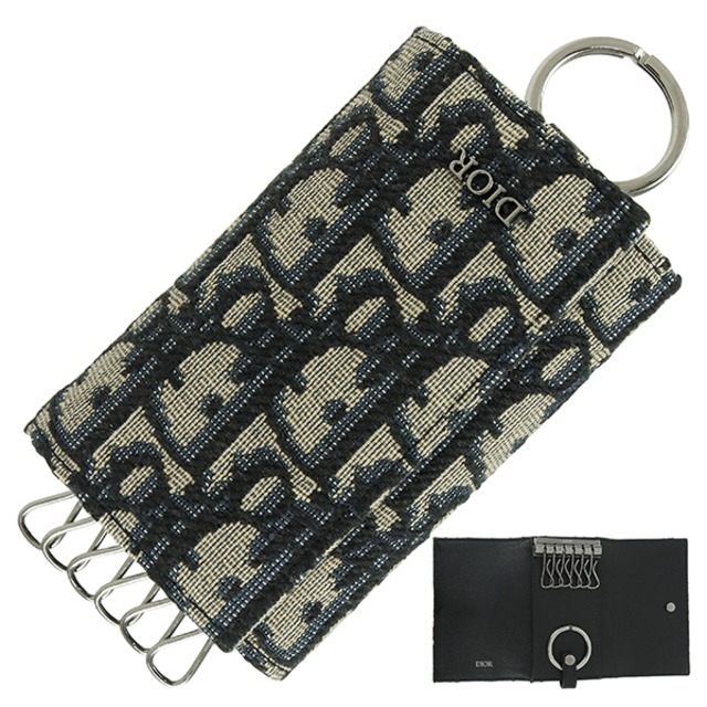 Unused DIOR ディオール キーケース 6連キーケース 2ESKH281YSE_H05E オブリーク ジャガードキャンバス ベージュ ブラック 未使用品