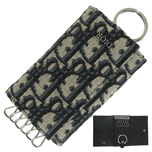 Unused DIOR ディオール キーケース 6連キーケース 2ESKH281YSE_H05E オブリーク ジャガードキャンバス ベージュ ブラック 未使用品