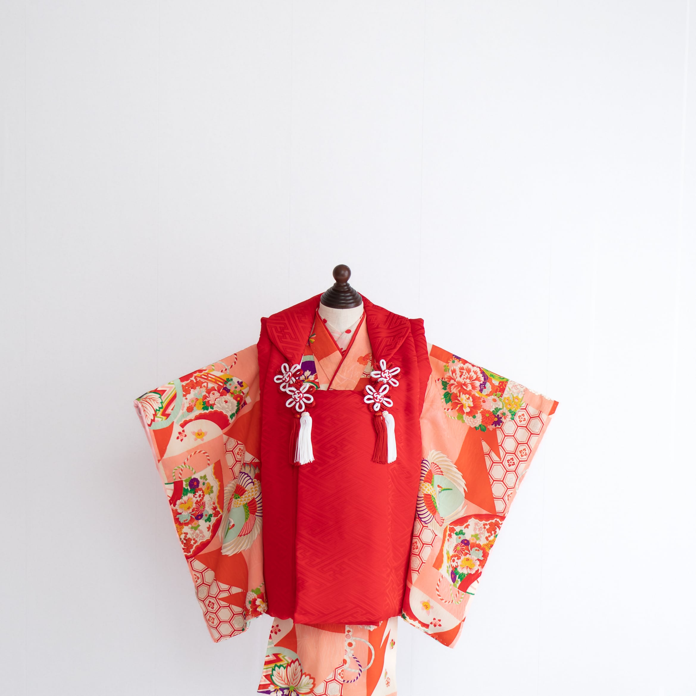 女の子被布style『桃花扇』/SS3018 (対応身長目安 腰揚げ無の場合 82㎝~86㎝) (腰揚げ有の場合 82㎝~90㎝)