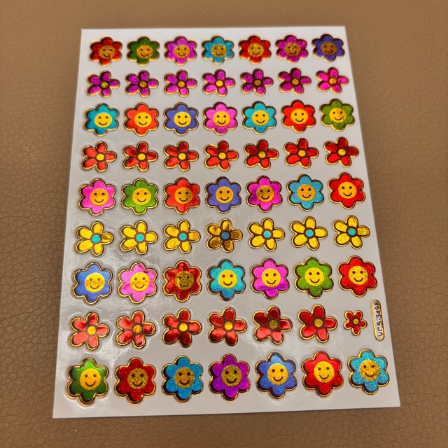 68　フラワーFACE　レトロキラキラシール　VCS-3498　VCS01