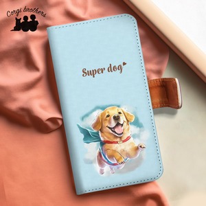 【 ヒーロー ゴールデンレトリバー 】 手帳 スマホケース　犬　うちの子　プレゼント　ペット　Android対応
