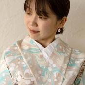 「シンデレラベージュ」❤︎マーブル柄×ドット〜洗えるきもの（シルジェリー）〜