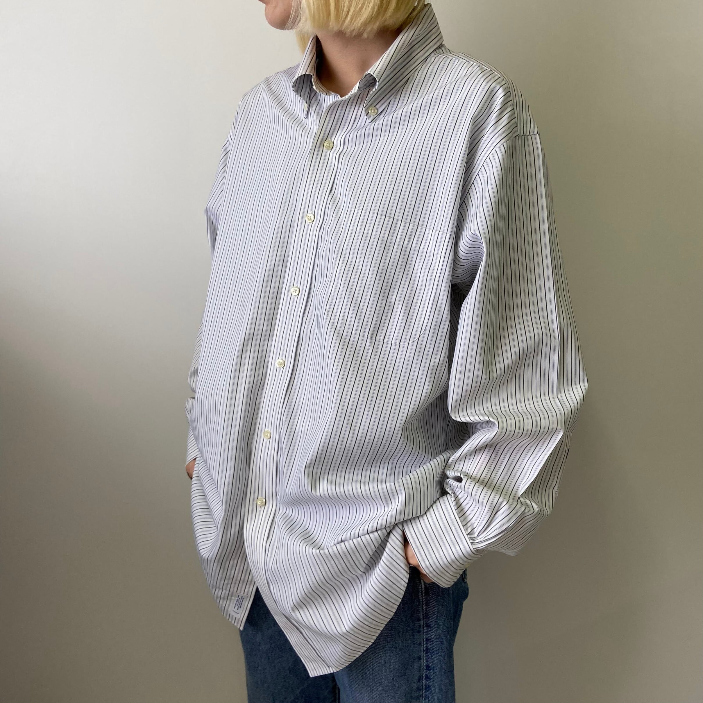 Brooks Brothersの長袖ボタンダウンシャツ　送料無料　XLサイズ　白 名作】ブルックスブラザーズ 346 ボタンダウンシャツ 長袖 XL 白