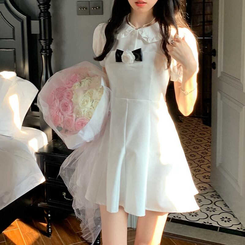 ヤーンサマー半袖スリーブシャツ トップス ドレス セット ショート ハーフスリーブ 大人ガーリー スウィート キュート カジュアル 夏物 モンロー24717985759