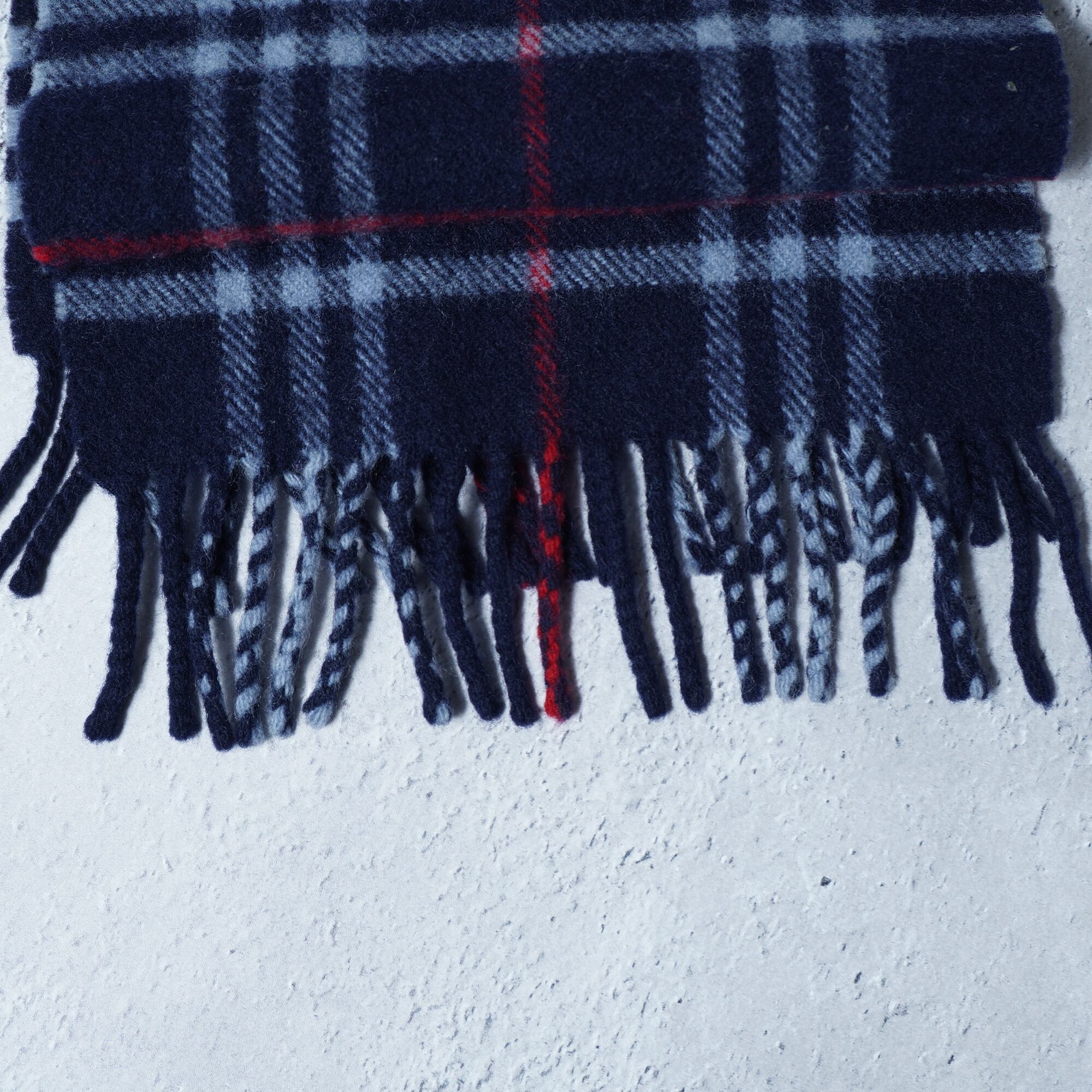 BURBERRY】バーバリー WOOL100%チェック柄マフラー navy | MIXHIVE
