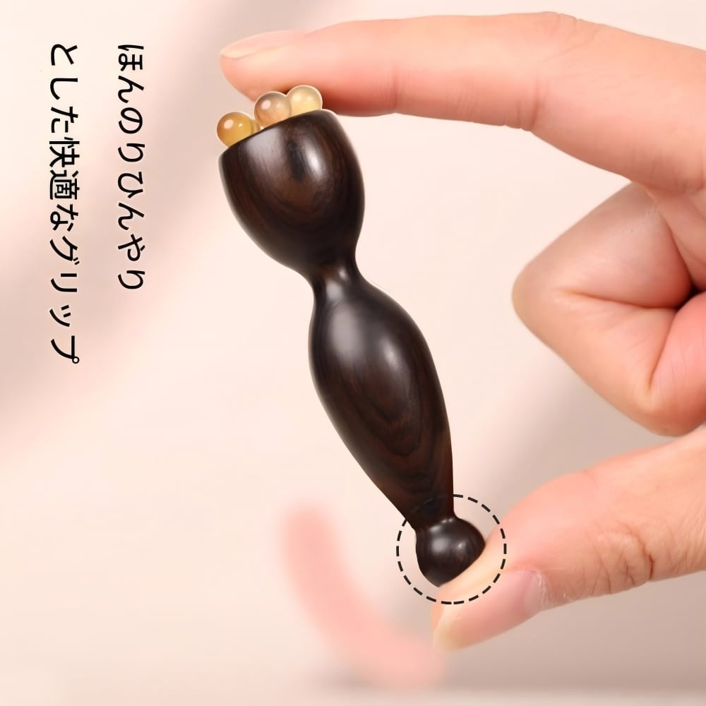NO.7檀木＆羊の角 木製ツボローラー ミニケア マッサージローラー 木製
