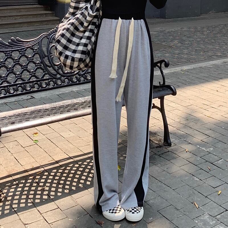 ストレッチウェストパンツ オータム薄手カジュアル エラスティック 伸縮 秋物 ステッチ YY-ファッション93542893143