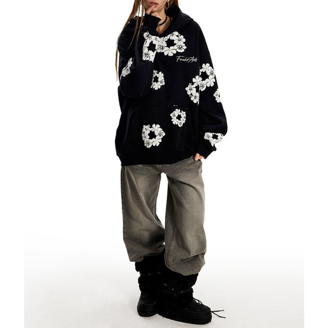flower circle design hoodie　フラワーサークルデザインフーディー　J1630