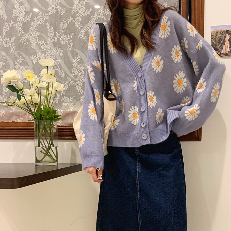 クレセントシティ2020年秋デイジーセーターカーディガンジャケットレディースレイジースタイルルーズニットセータートップ クレセントシティ74947776388