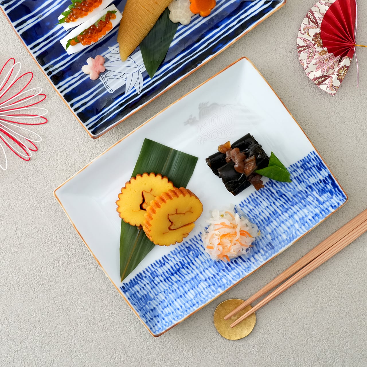 副千製陶所］みじん唐草×うらしま太郎 角プレート | フラッグス