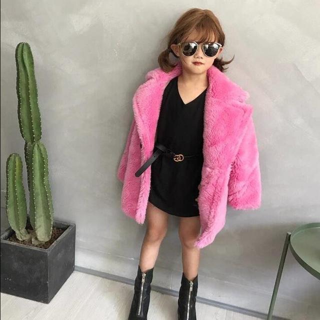 キッズ アウター コート 長袖 モコモコ 暖かい 可愛い シンプル ブラウン レッド ピンク 無地 大人っぽい 親子コーデ 海外ファッション 19 新作 秋冬 26 みませれくと