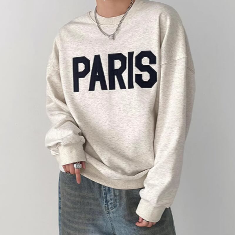 paris print oversized crew neck sweatshirt mr0644