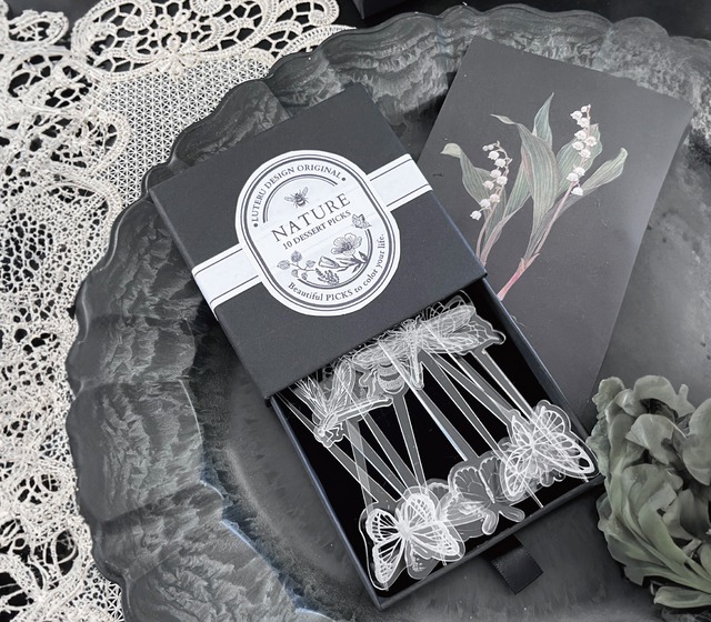 フードピック10本セット//NATURE（BUGS)　アンティーク昆虫