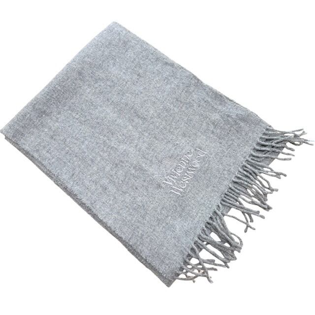 中古 ヴィヴィアンウエストウッド Vivienne Westwood マフラー クリーニング済み ライトグレー ウール100% イタリー製 男女兼用