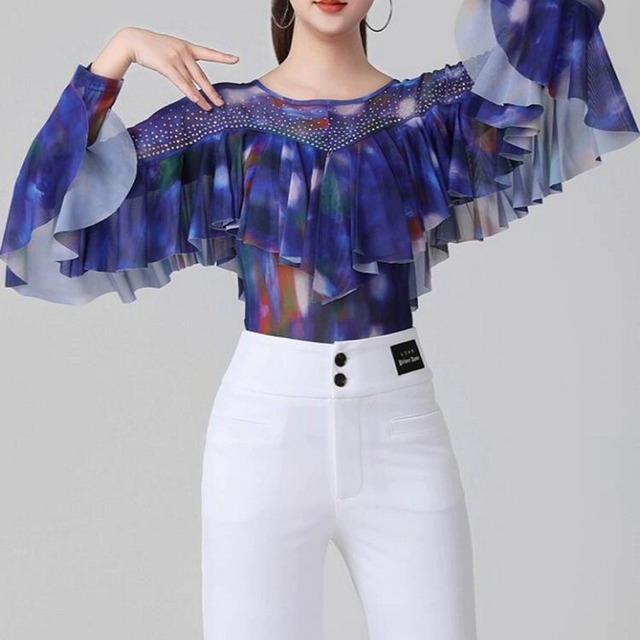 フラワープリント フリルスリーブトップス ds0906