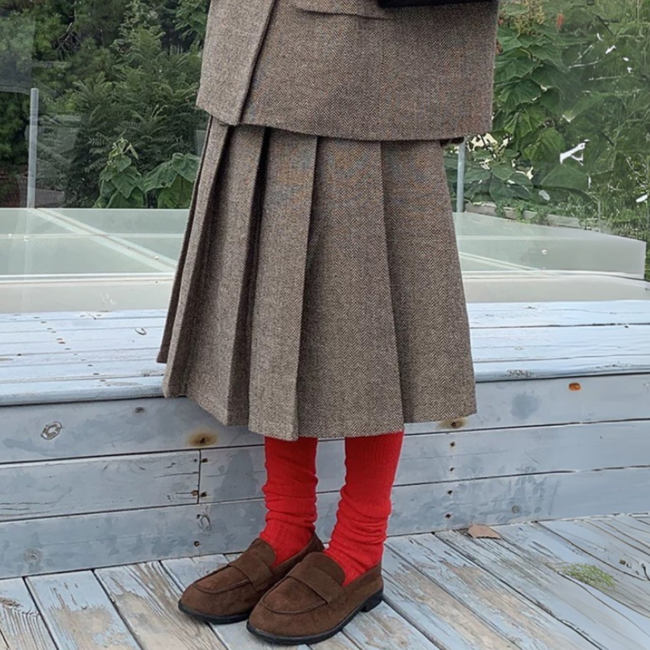 ヘリンボンプリーツスカート R01358