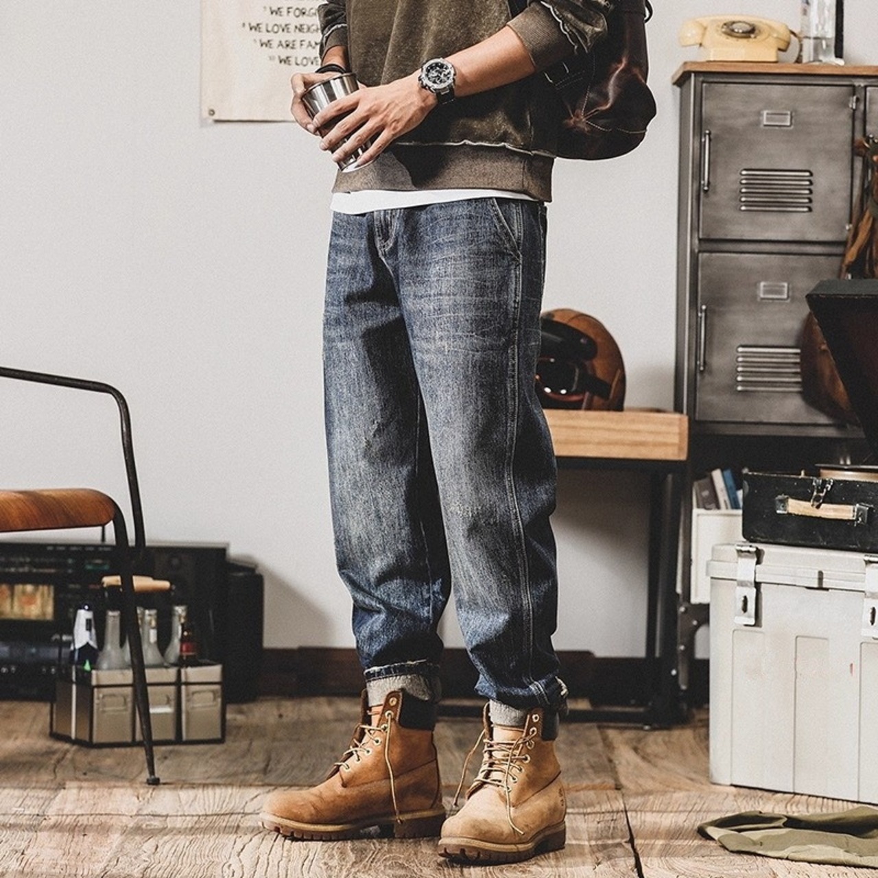 Work Boots Style Leather Shoe Lace-Up Boots ◇H0786