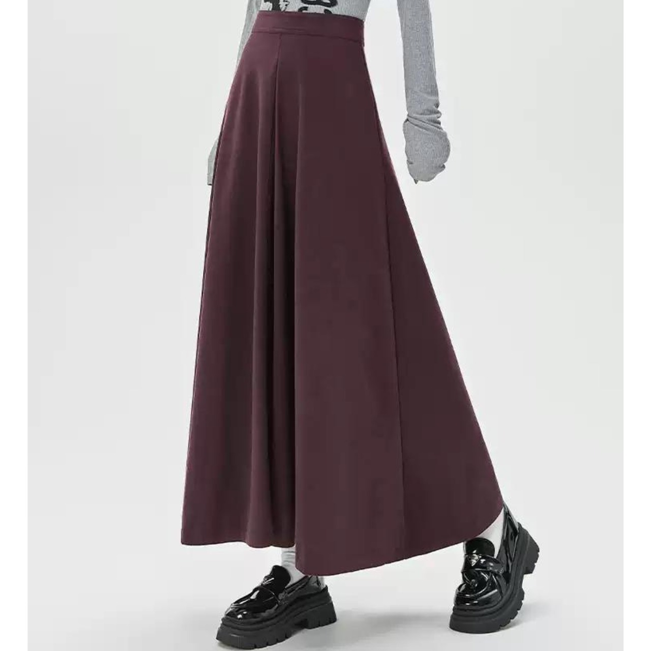 ウールライク フレア ロング スカート 10293