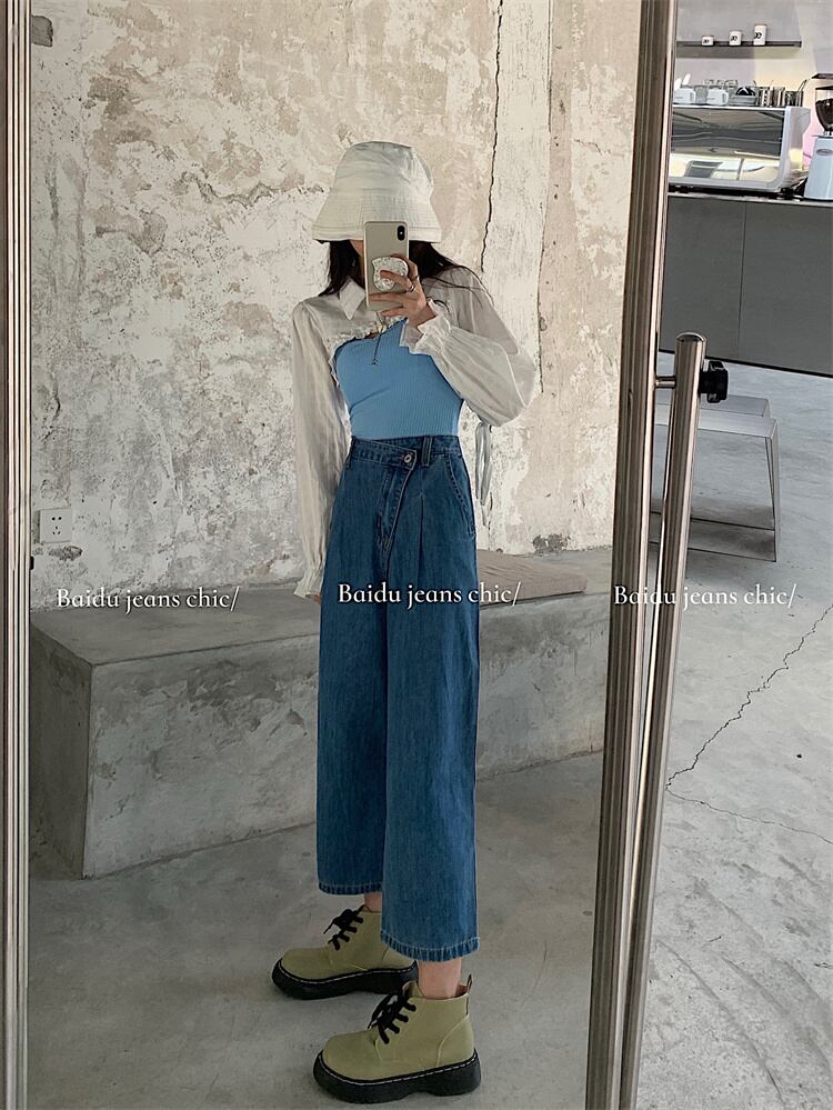 ブルーハイウェストウェストスリムジーンズ レディースサマールーズパンツ 夏物 モンロー35020216817