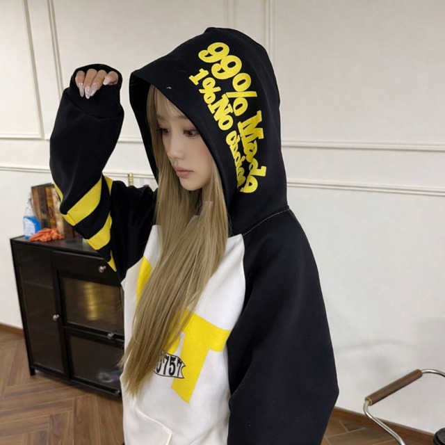 ロゴラインラグランストリートフーディ 3col   R01649