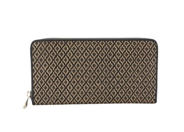 101517印伝菱菊ﾗｳﾝﾄﾞ財布(ﾍﾞｰｼﾞｭ)