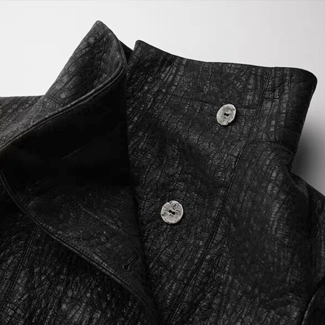 Cracked texture asymmetry fitted jacket C1371