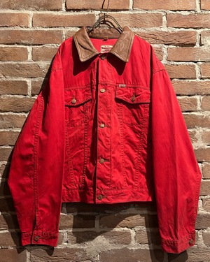 【Caka act3】80’s “PEPE JEANS” Leather Collar Vintage Trucker Type Jacket