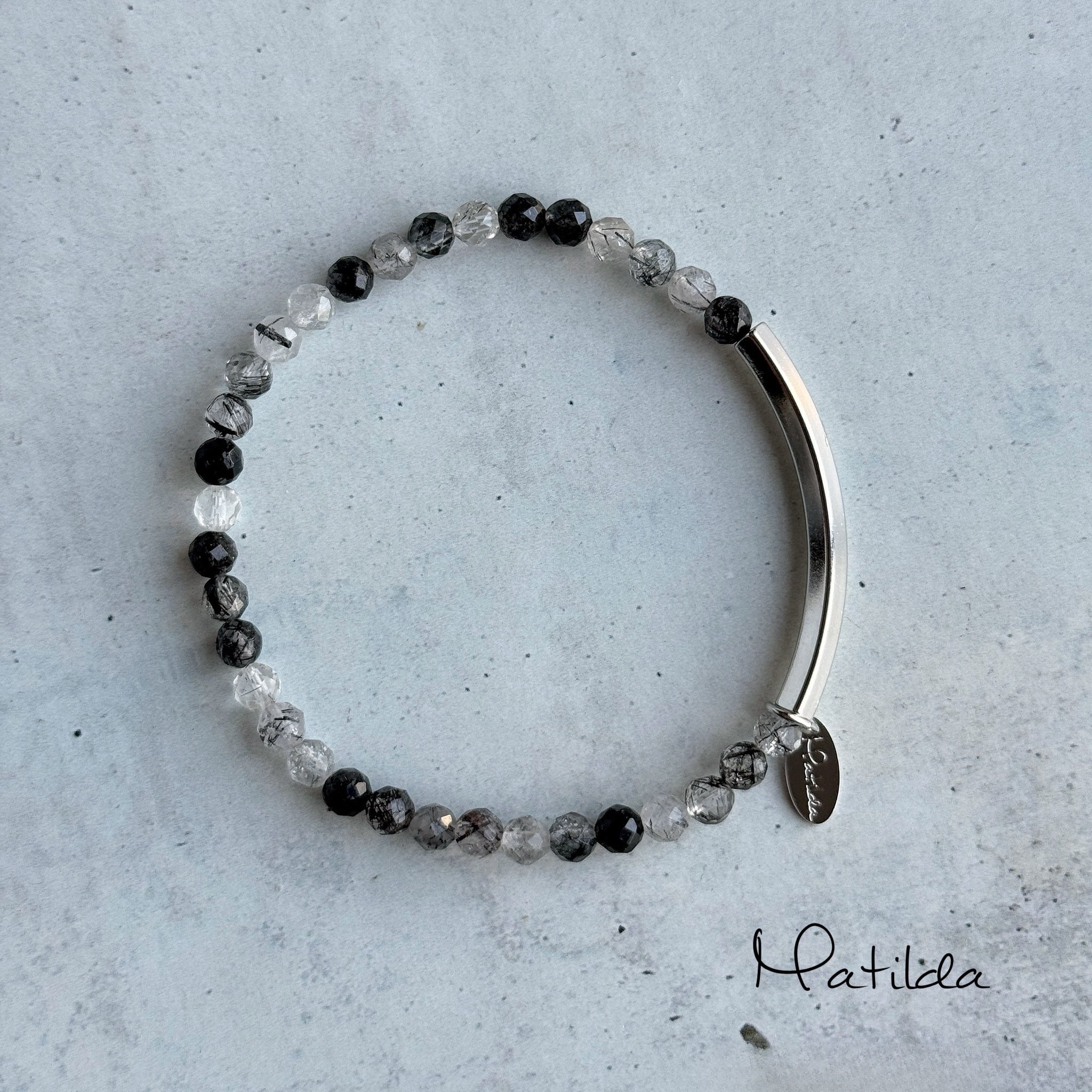 Tube & stone bracelet(ブラックトルマリンインクォーツ)