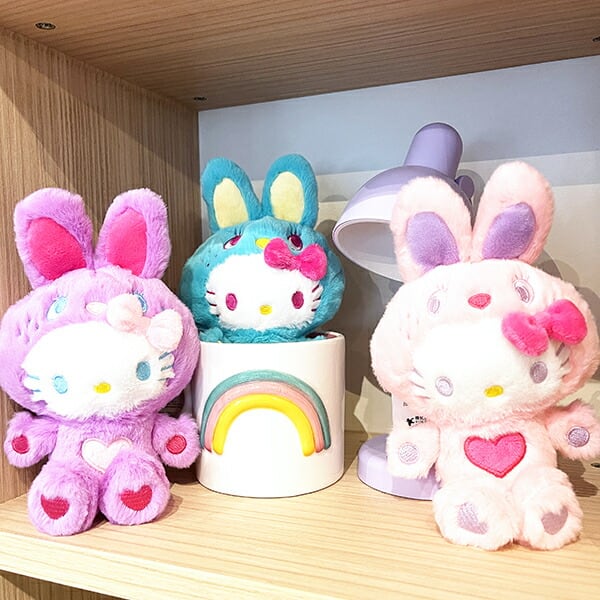 【希少レア】バニー バレリーナ キティちゃん ぬいぐるみキーホルダー サンリオ ハローキティ マスコット カラフルバニー ピンク ぬいぐるみ