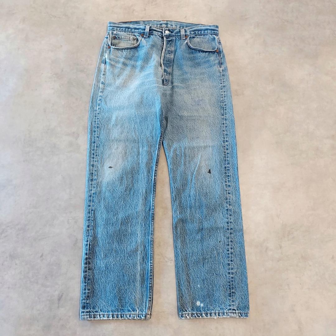 リーバイス501 W36 デニム ヒゲ 古着 青 USA製 80s 18556