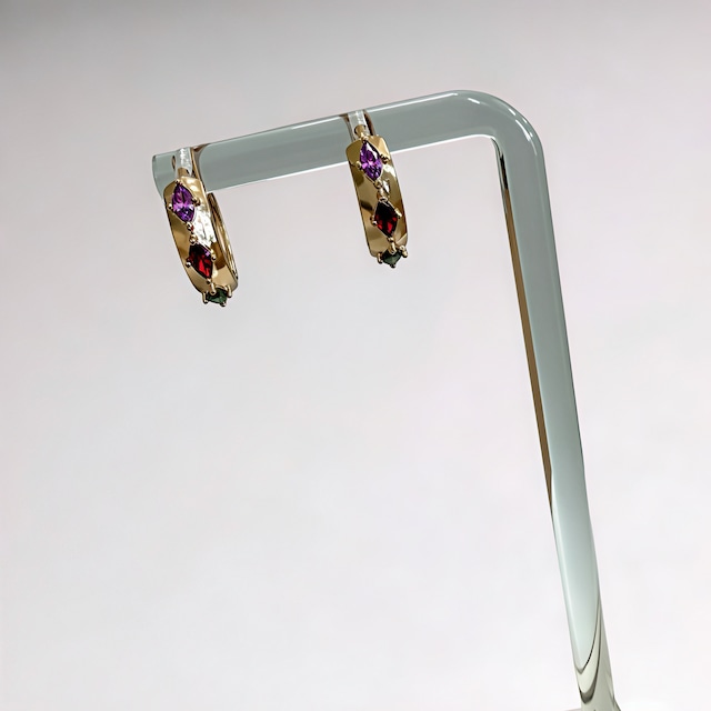 COLOR GEM HOOP  18K コーティングリングピアス