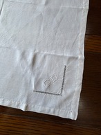 テーブルナプキン　白リネン　モノグラム刺繍 12clea16-2