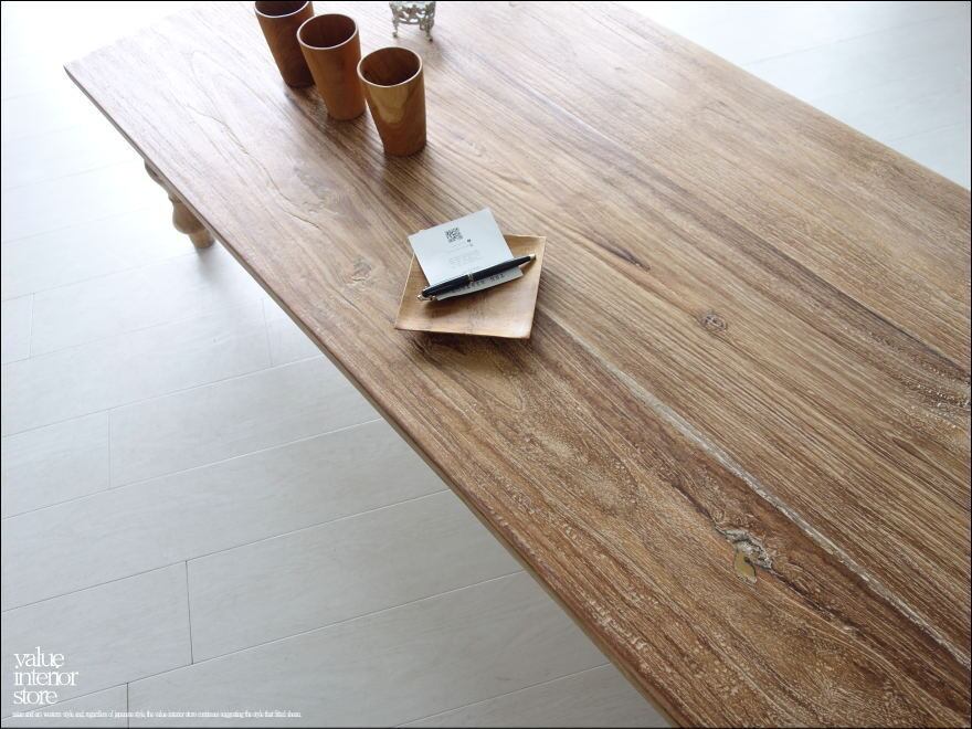 オールドチーク 総無垢 座卓 座敷机 一枚板テーブル 一点物 【公式通販】