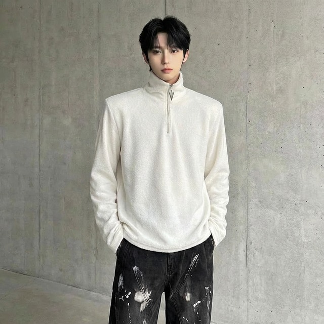 ハイネック ハーフジップ長袖Tシャツ 3カラー D11241