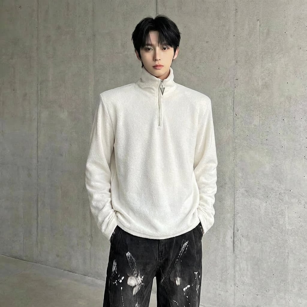 ハイネック ハーフジップ長袖Tシャツ 3カラー D11241