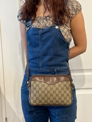 GUCCI / vintage monogram brown shoulder bag.