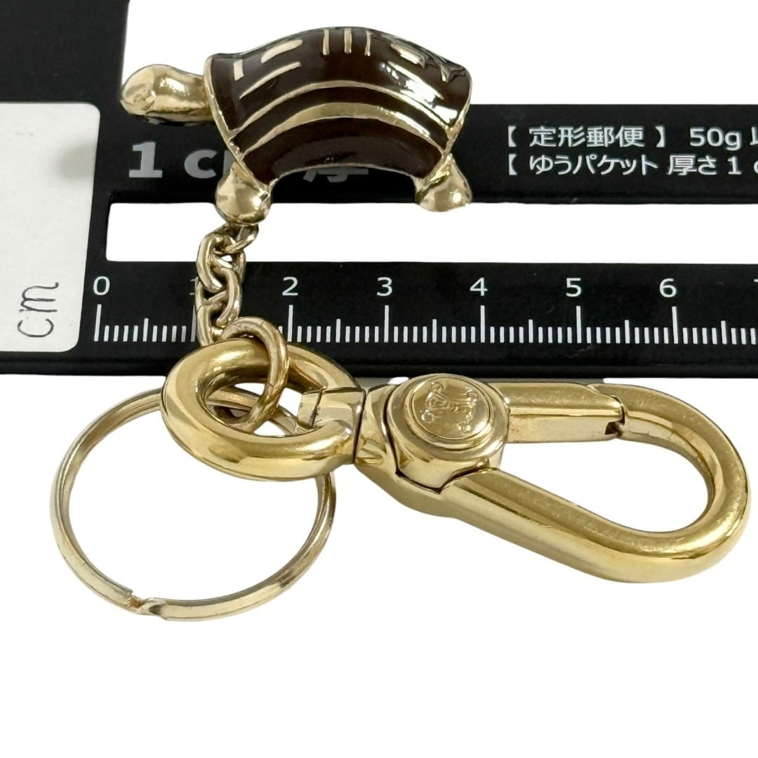セリーヌ　男女兼用　ヴィンテージ　キーホルダー　キーリング　亀　茶色　マカダム セリーヌ 男女兼用 ヴィンテージ キーホルダー キーリング 亀 茶色
