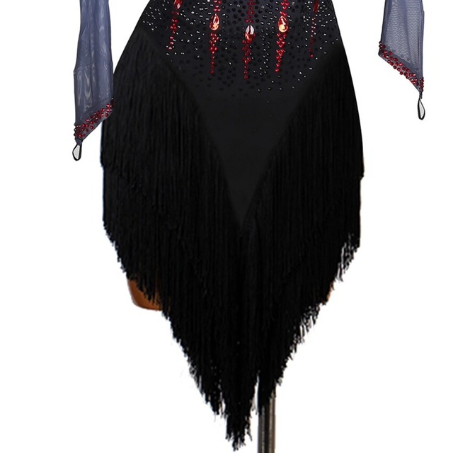 ラインストーン フリンジ アシンメトリー ラテンドレス ds1091