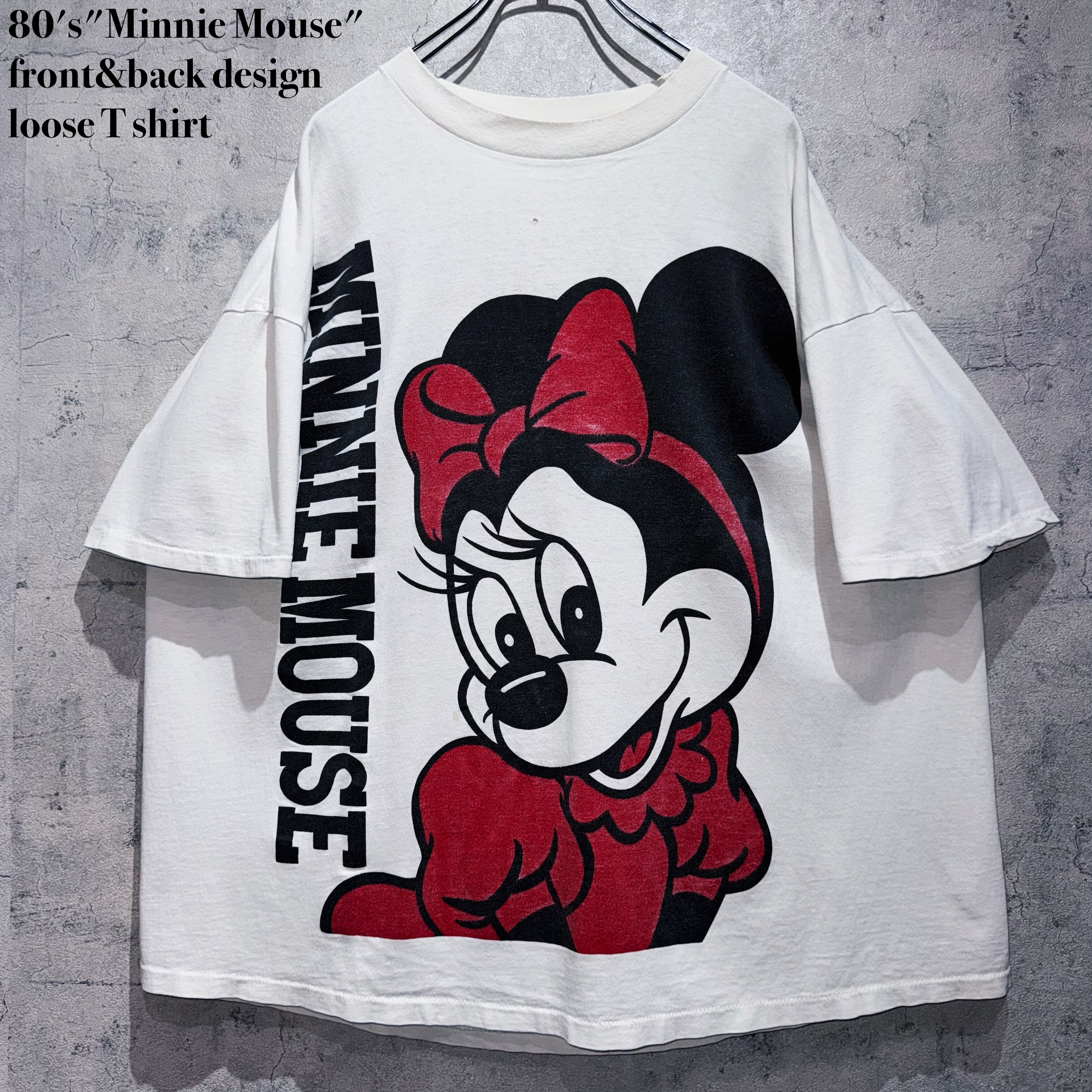 80's"Minnie Mouse"front&back design loose T shirt