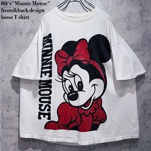 80's"Minnie Mouse"front&back design loose T shirt