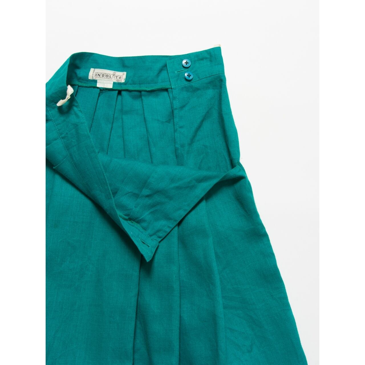 【Made in France】Mi-mollet length pleated linen skirt(フランス製 ミモレ丈プリーツリネンスカート)4a