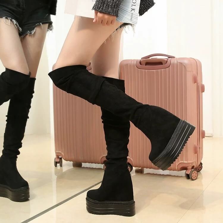 美脚ルーズウェッジソールニーハイブーツ14cm | 厚底シューズ