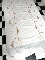 テーブルクロス　大判クロス　色刺繍　花刺繍　カットワーク　特大クロス 12clen12