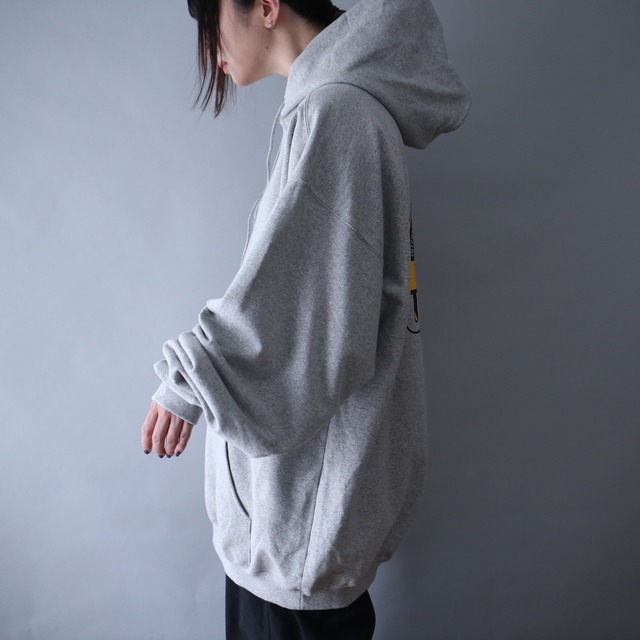 XXL super over silhouette back printed sweat parka