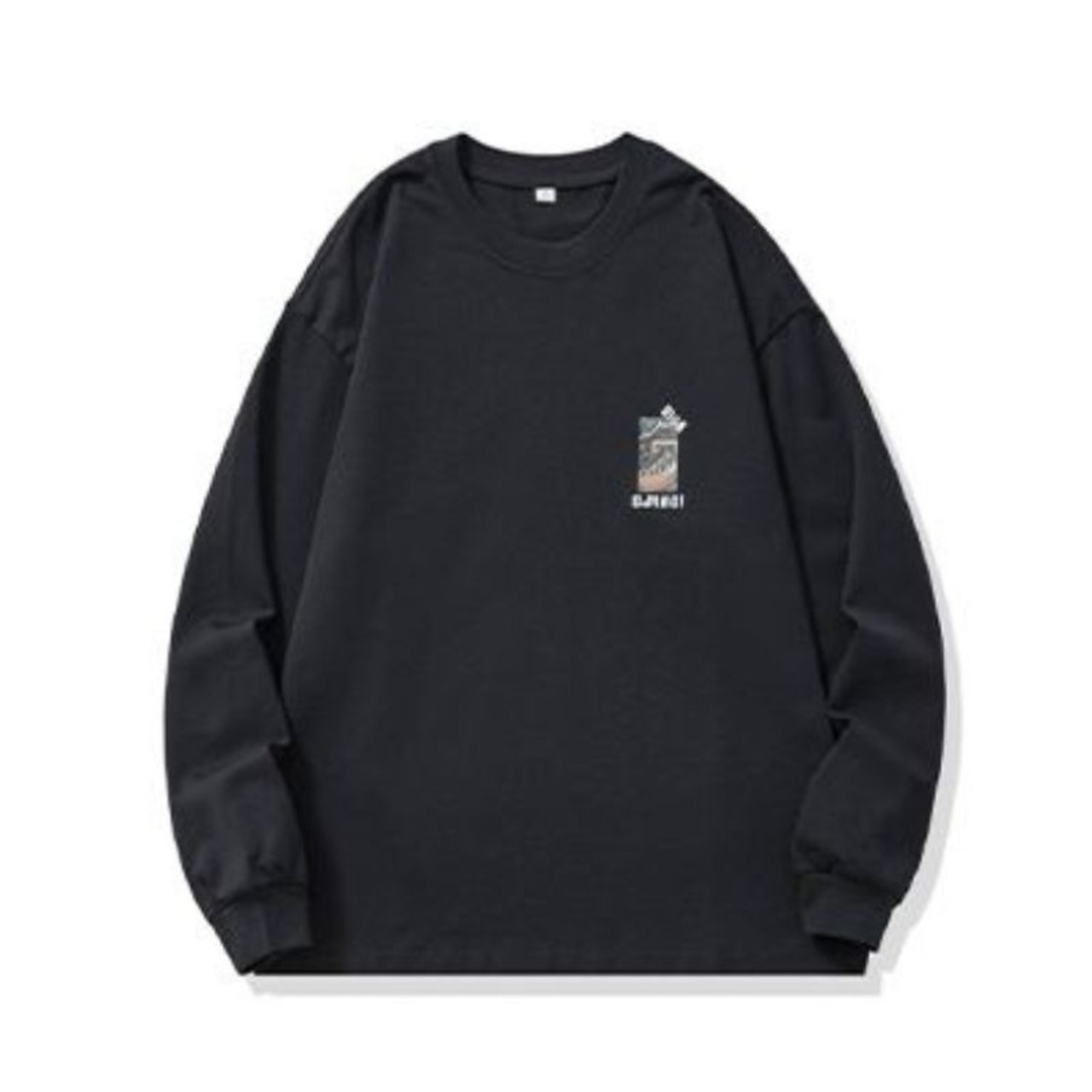 Back Print Long Sleeve Loose T-Shirt ◇H0947