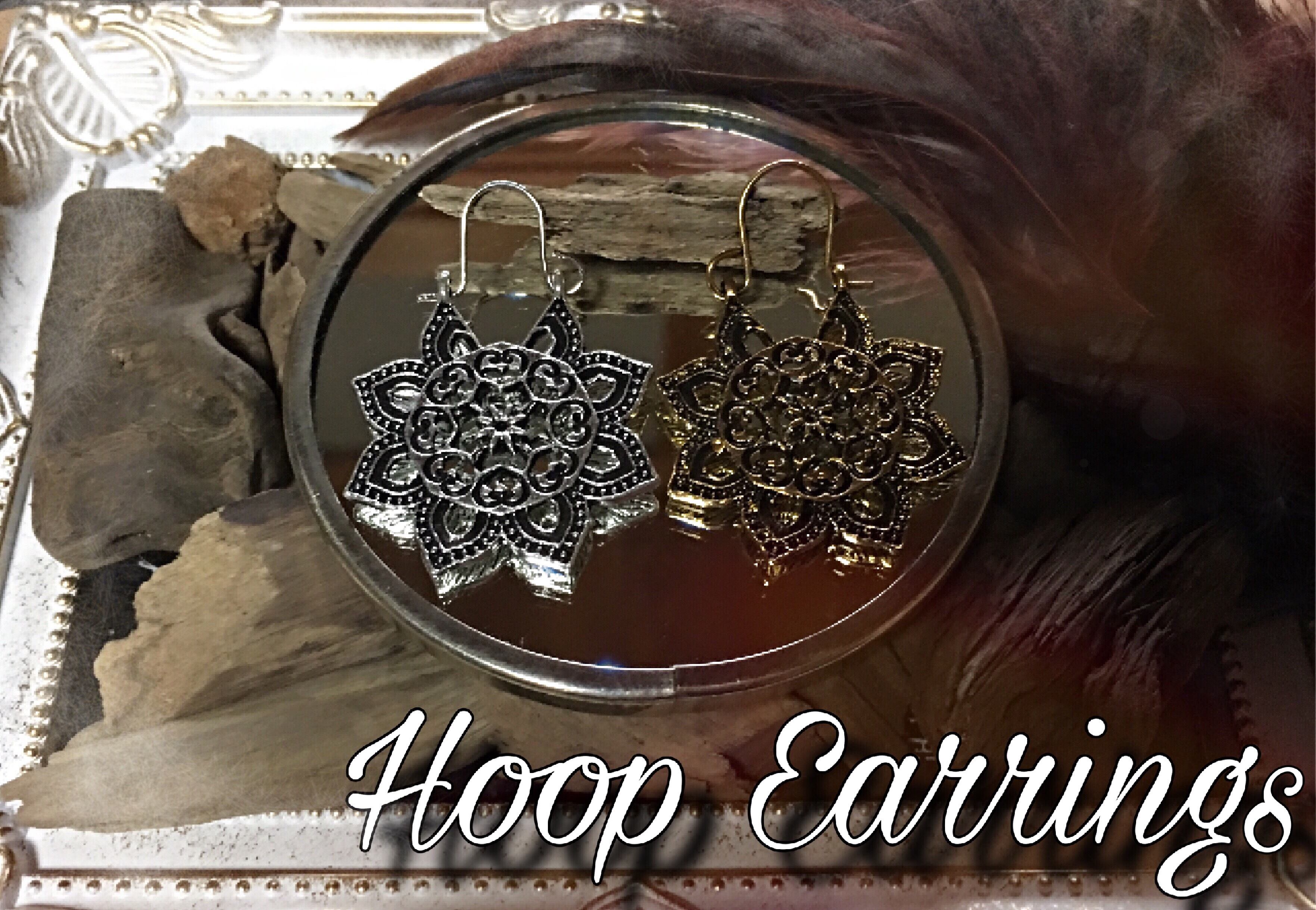 1ペア インカピアス フックピアス フープピアス エスニック アジアン ボヘミアン フラワー