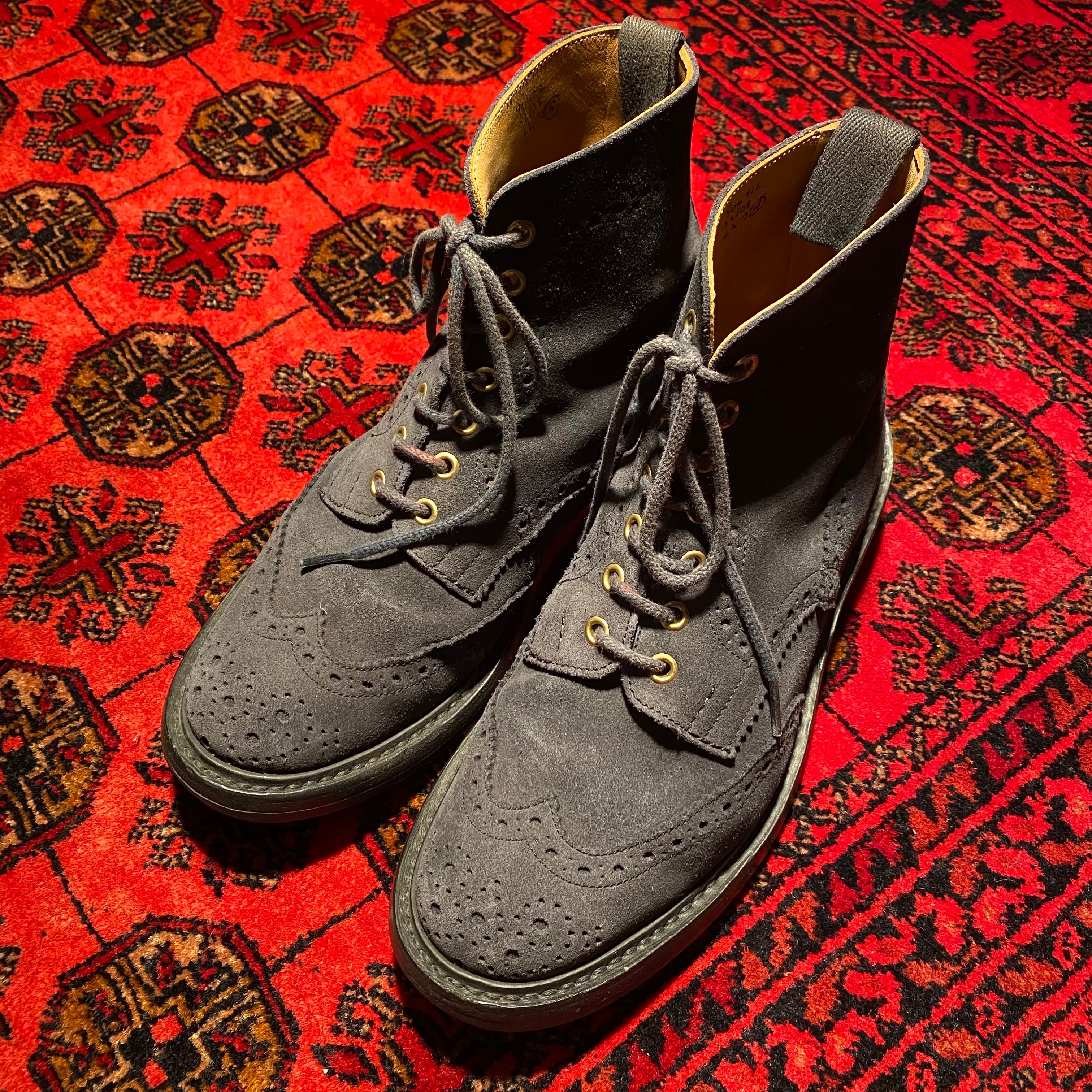 Tricker's WING TIP SUEDE LEATHER BOOTS MADE IN ENGLAND