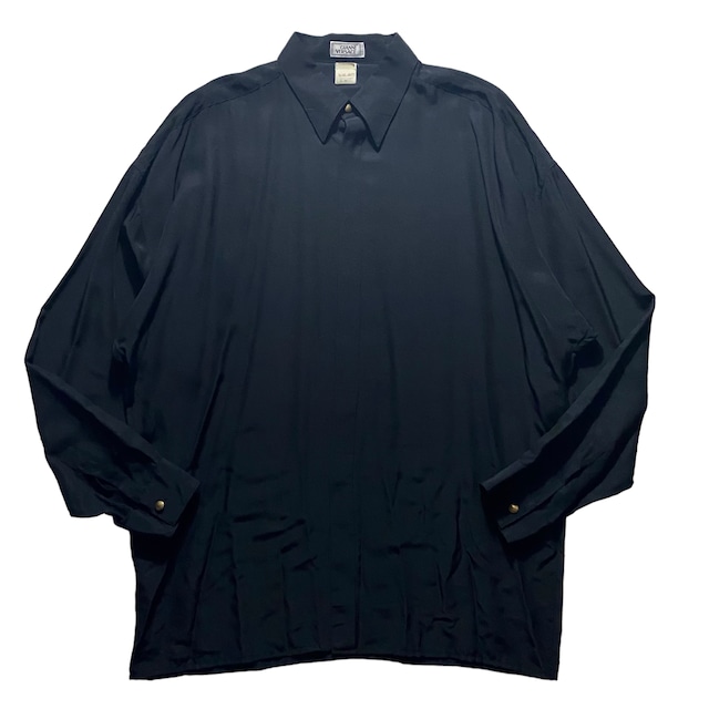 vintage GIANNI VERSACE rayon silk black drape shirt