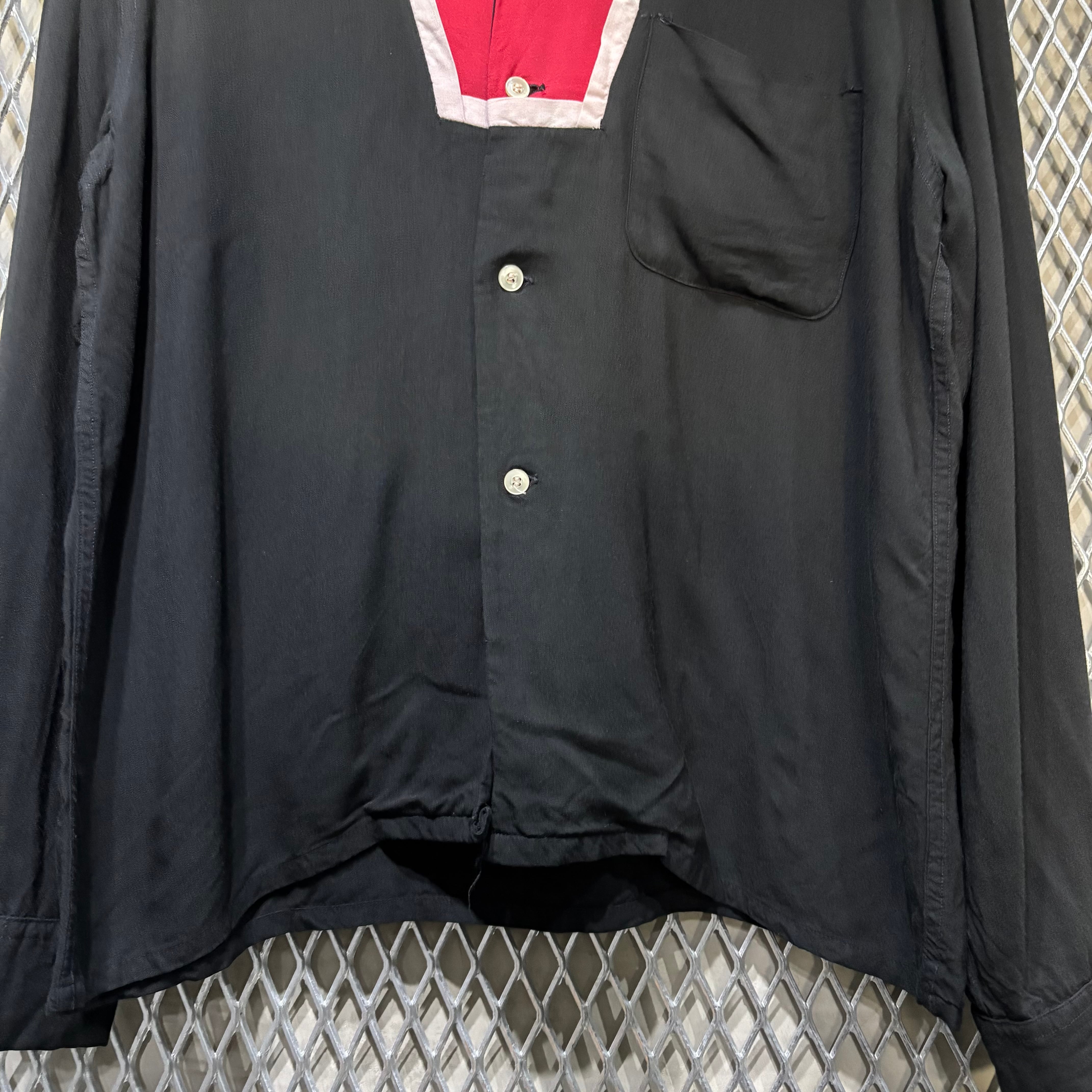 60s【Bud Berma】 L/S Rayon Open Collar Shirt | the Holic vintage