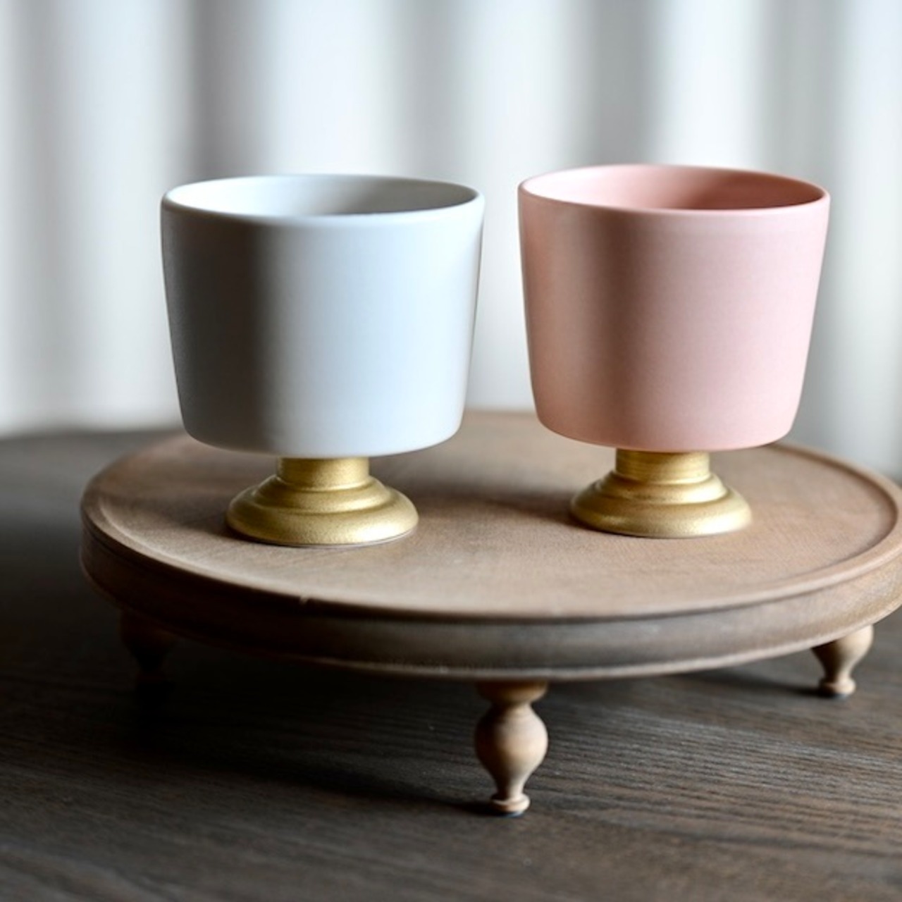 MUMCA 丸谷牧子 作 脚付ゴブレット 大 金彩 ピンク Goblet Pink  (1 個)/ 2104400000610 Pink Goblet with Gold Foot